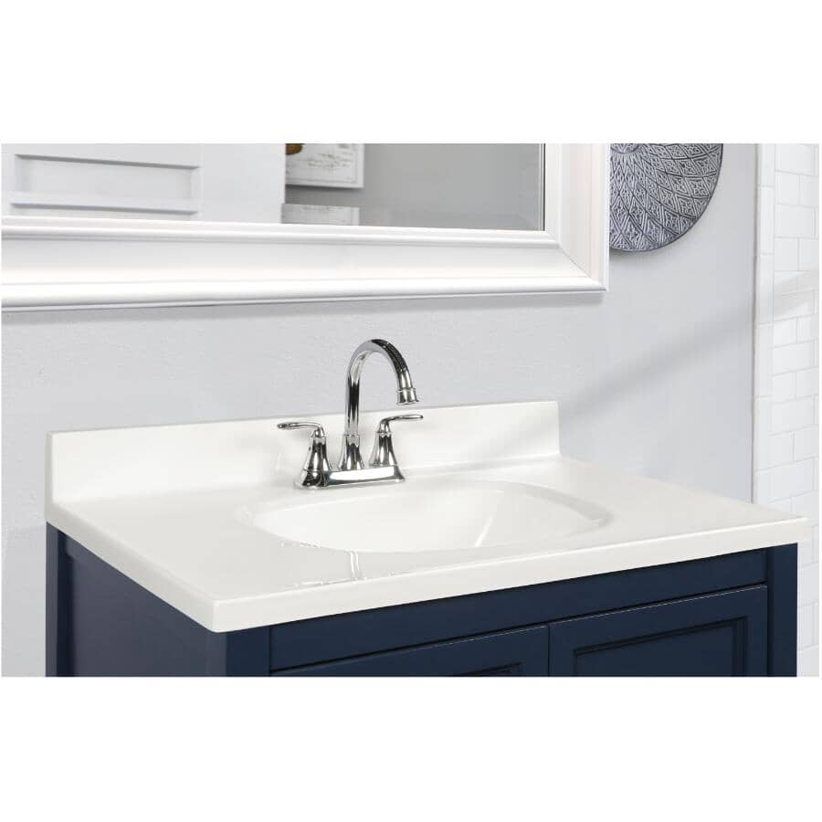 31" x 19" Cultured Marble Vanity Top with Rectangular Sink - Solid White