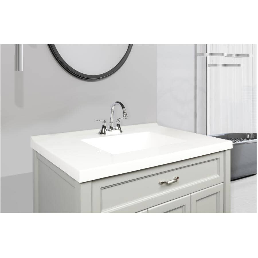 37" x 22" Cultured Marble Vanity Top with Rectangular Sink - White