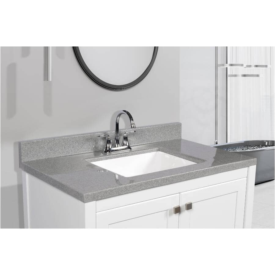 49" x 22" Cultured Granite Vanity Top with Rectangular Wave Sink - Grey