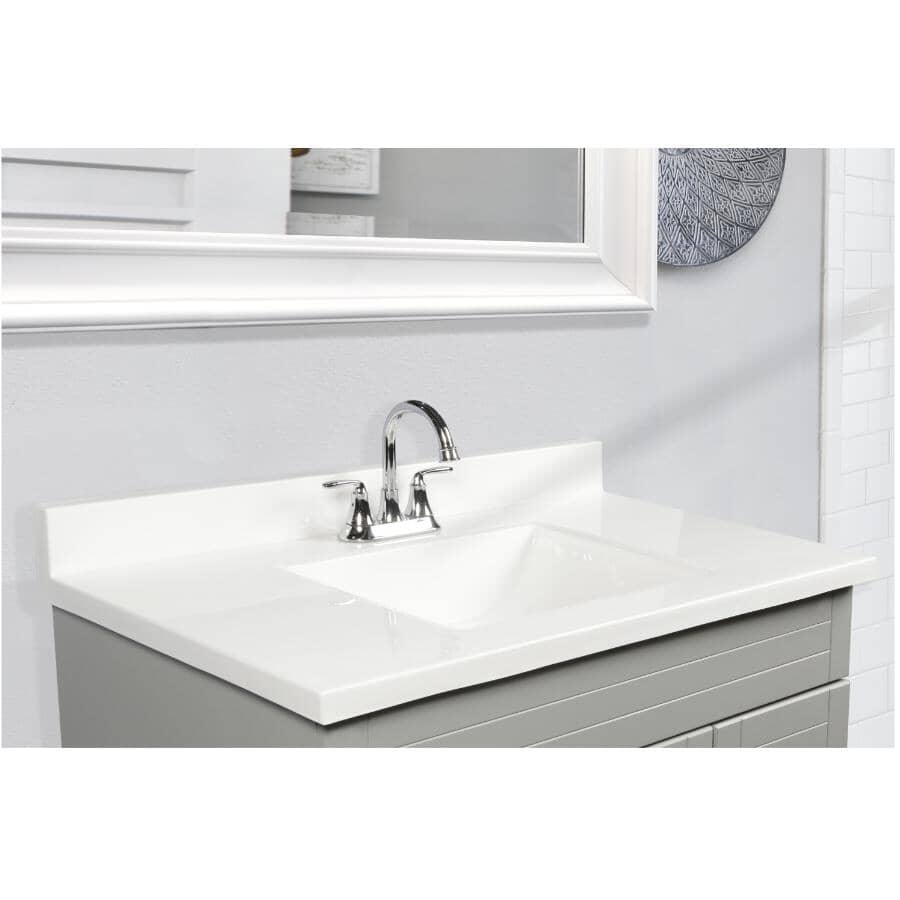 49" x 22" Cultured Marble Vanity Top with Rectangular Wave Sink - White
