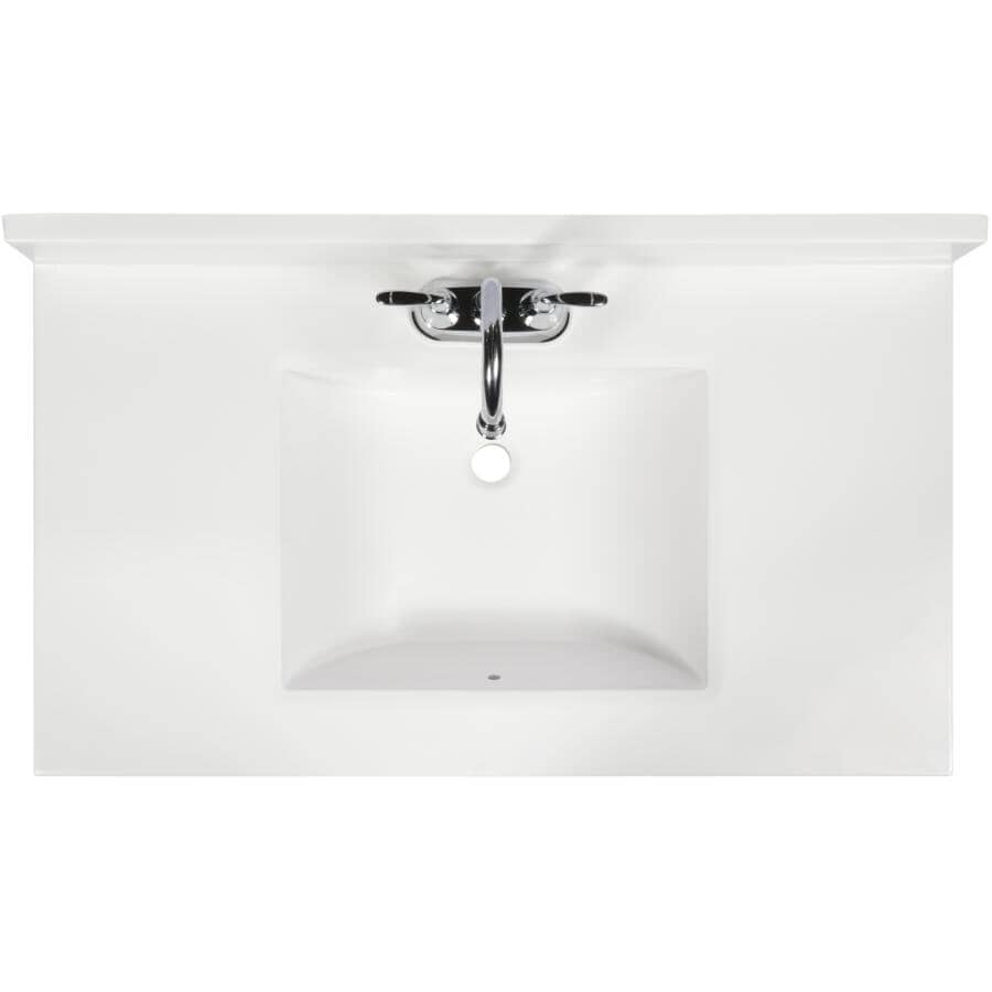 49" x 22" Cultured Marble Vanity Top with Rectangular Wave Sink - White