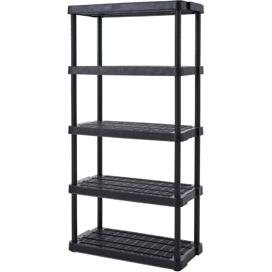 36" x 18" x 72" 5 Shelf Heavy Duty Black Poly Shelving Unit