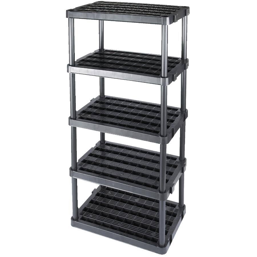 36" x 24" x 72" 5 Shelf Extra Heavy Duty Black Poly Shelving Unit
