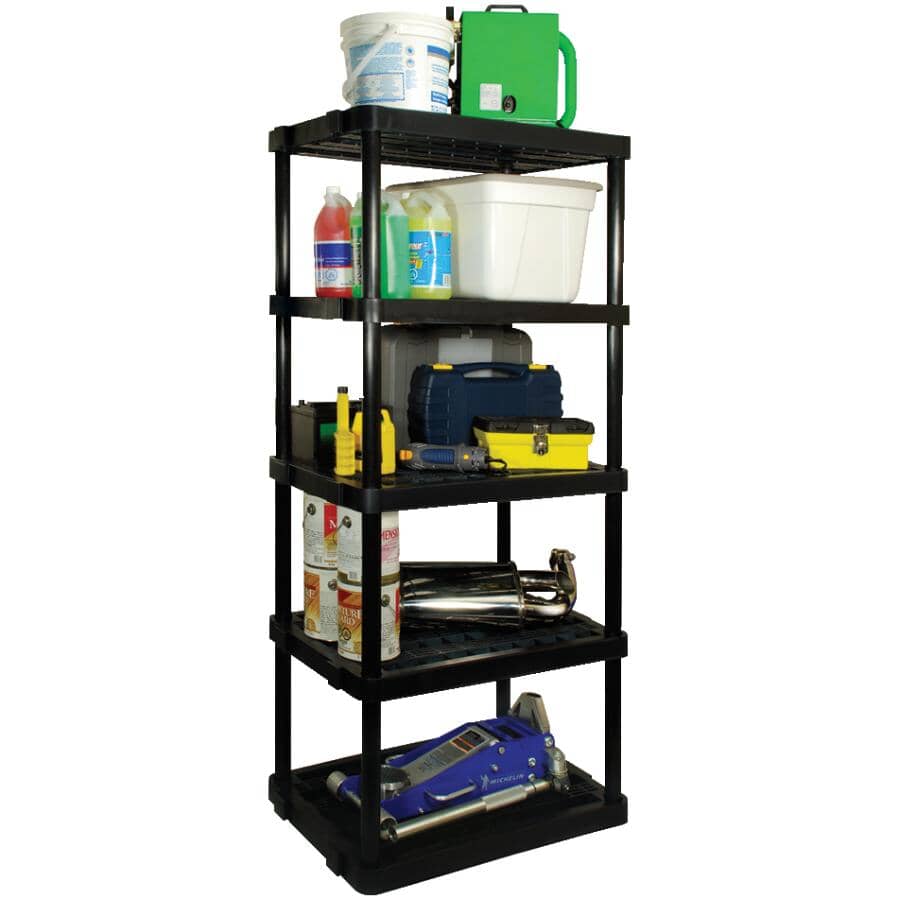 36" x 24" x 72" 5 Shelf Extra Heavy Duty Black Poly Shelving Unit