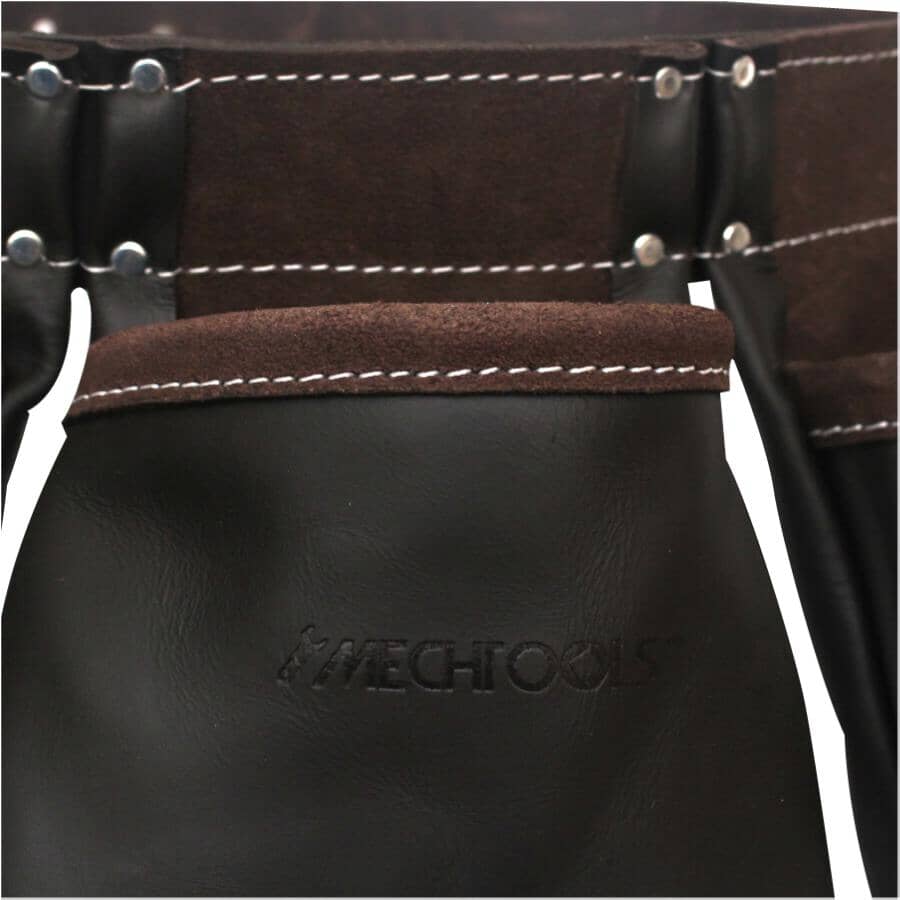 Professional Top Grain Leather Carpenters Waist Apron - 11 Pockets
