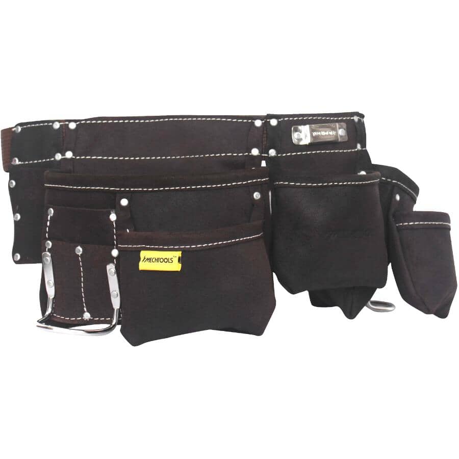 Split Leather Carpenters Waist Apron - 11 Pockets