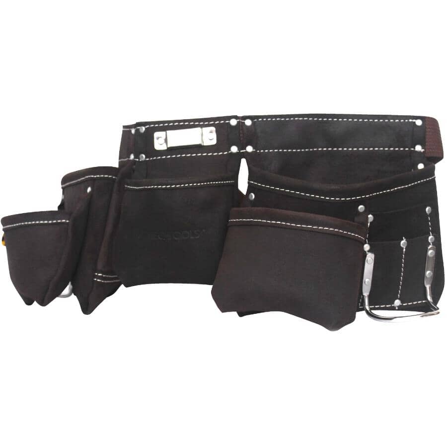 Split Leather Carpenters Waist Apron - 11 Pockets