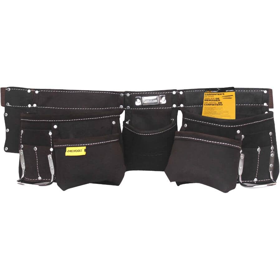 Split Leather Carpenters Waist Apron - 11 Pockets