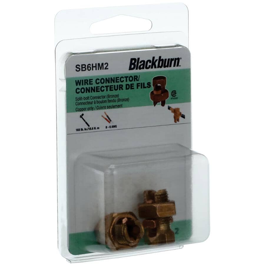 2 Pack Size 6-8 Bronze Split Bolt Connectors