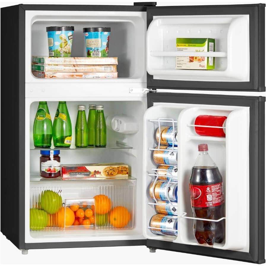 3.1 cu.ft. Two Door Mini Fridge with Freezer - Black