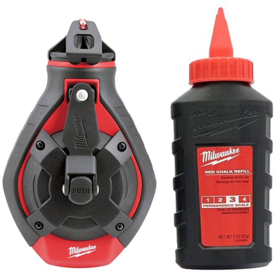 100' Bold Line Chalk Reel - with Red Chalk Refill