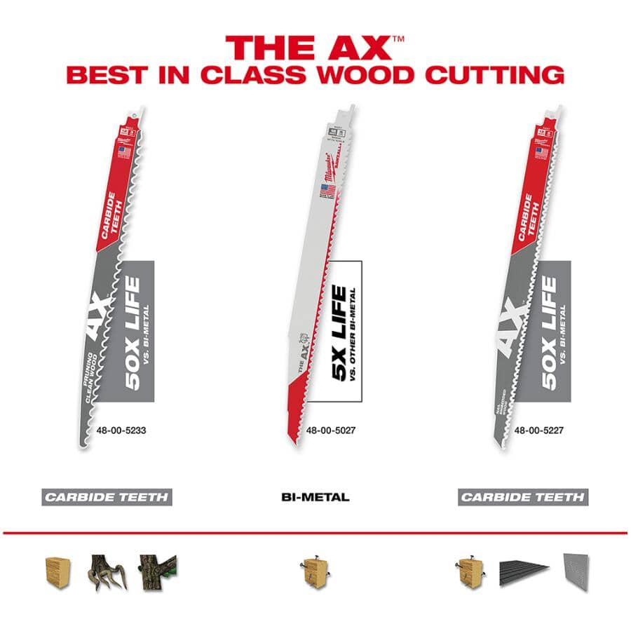 12" 5 TPI Sawzall The Ax Reciprocating Saw Blade - with Carbide Teeth