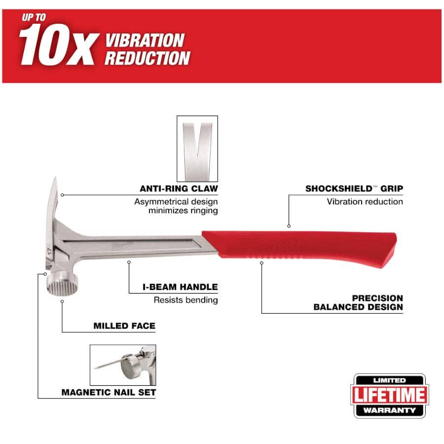 17 oz Straight Claw Milled Face Framing Hammer
