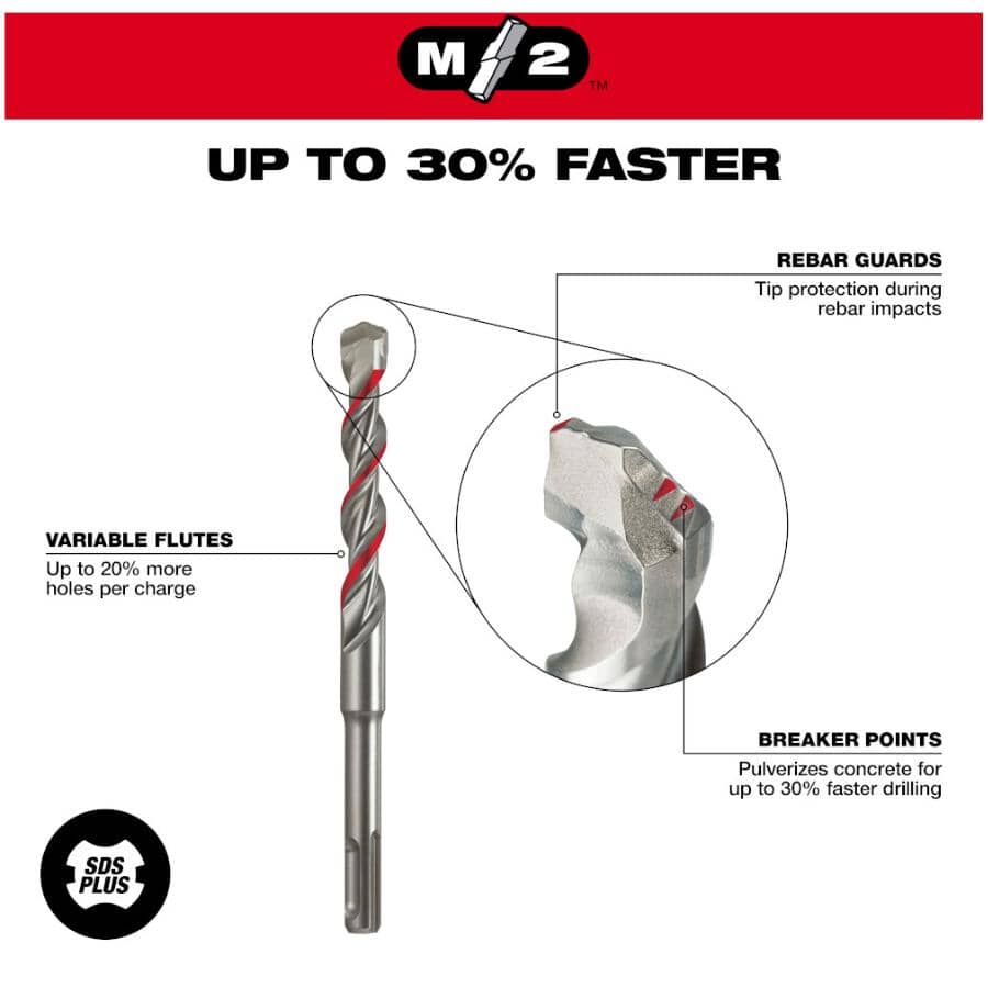 3/8" x 10" x 12" SDS PLUS Drill Bit - 2 Cutters