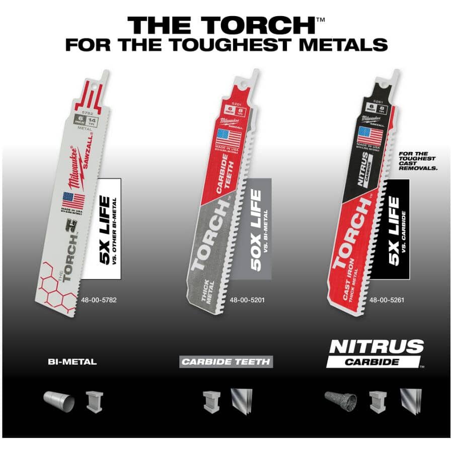 6" 7 TPI Sawzall The Torch Carbide Reciprocating Saw Blade