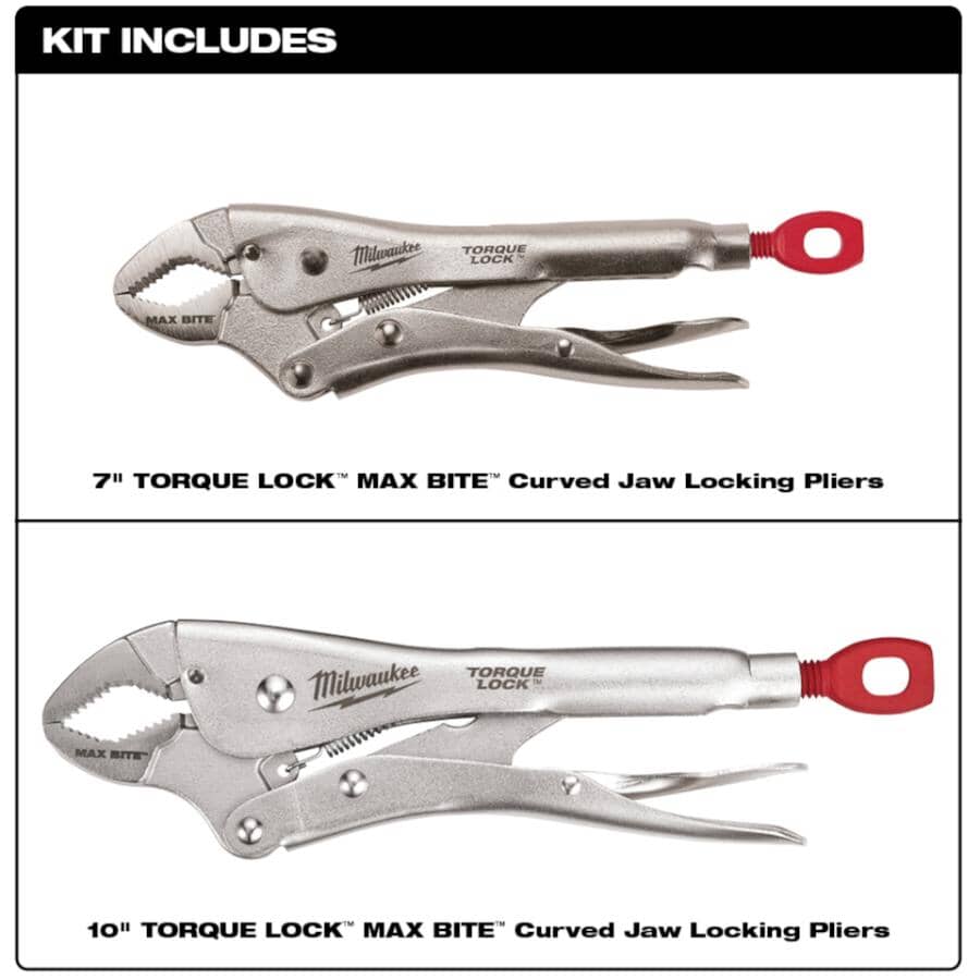 7" & 10" Curved Jaw Locking Pliers - with Maxbite, 2 Piece Set
