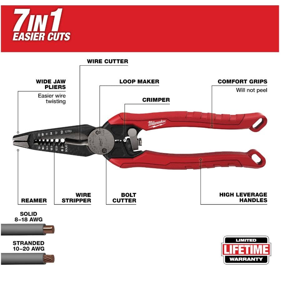 7-in-1 High Leverage Combination Pliers - 9"