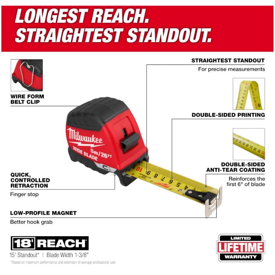8 m / 26' Wide Blade Tape Measure