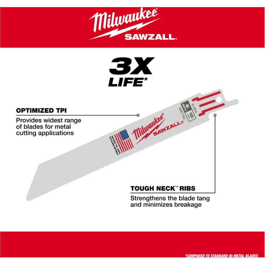9" 14 TPI Sawzall Reciprocating Saw Blades - 5 Pack