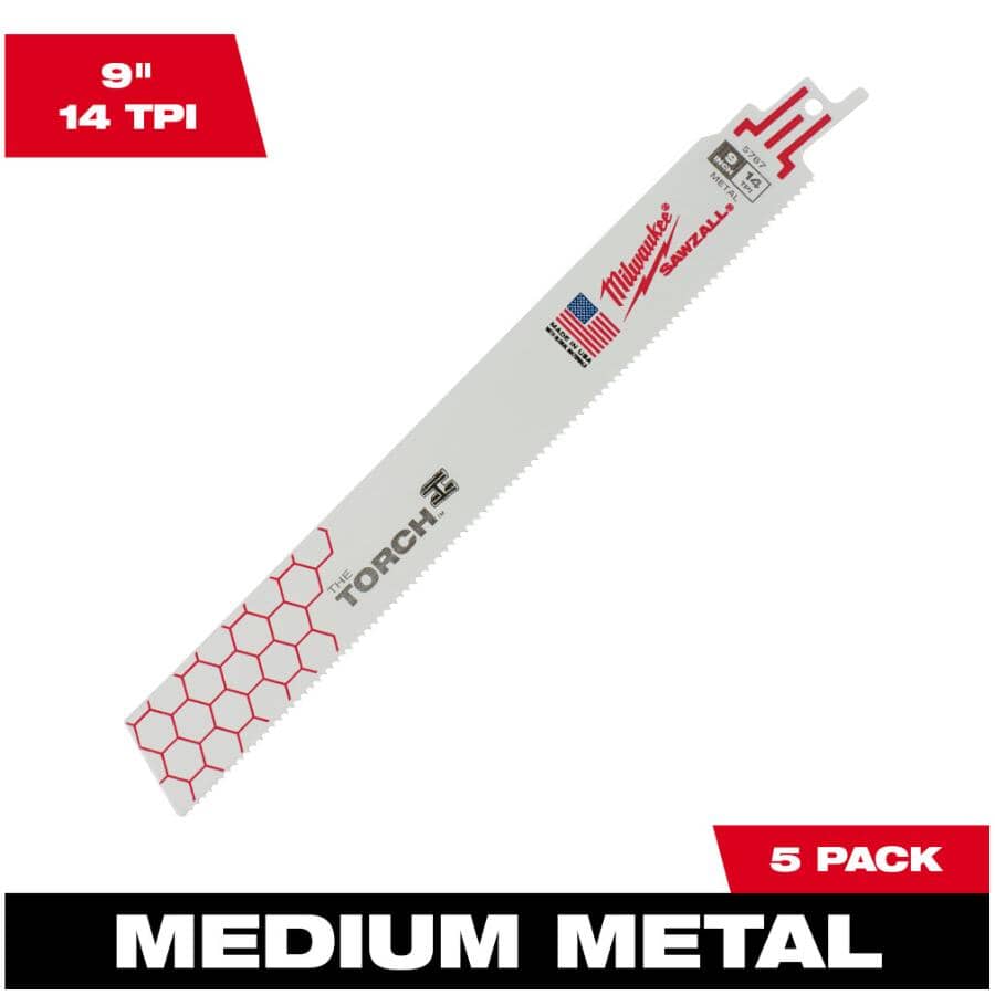 9" 14 TPI Sawzall The Torch Reciprocating Saw Blades - 5 Pack