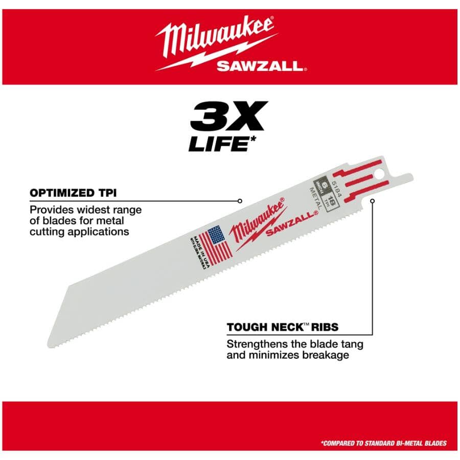 9" 18 TPI Sawzall Reciprocating Saw Blades - 5 Pack