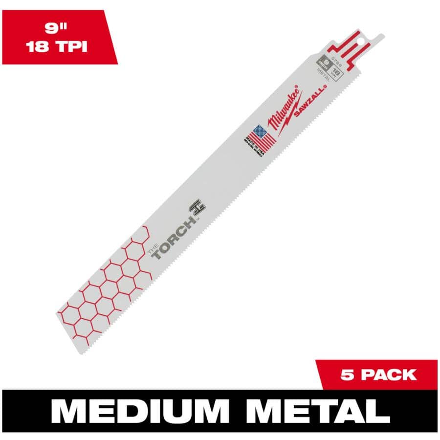 9" 18 TPI Sawzall The Torch Reciprocating Saw Blades - 5 Pack