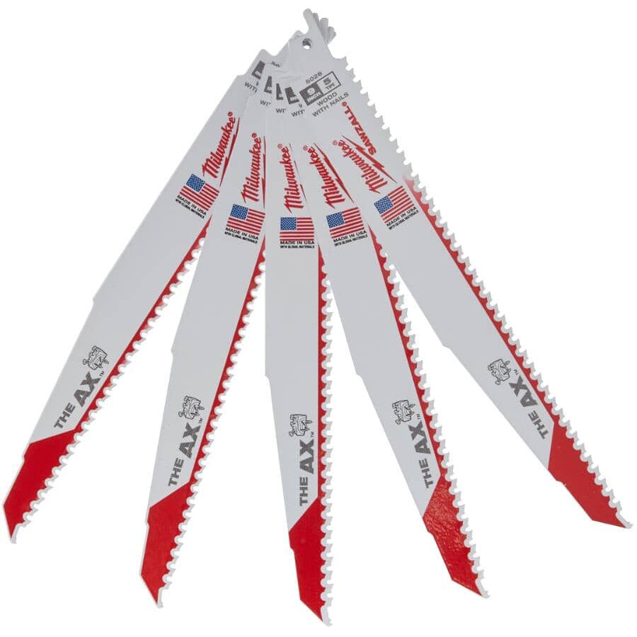 9" 5 TPI Sawzall The Ax Reciprocating Saw Blades - 5 Pack