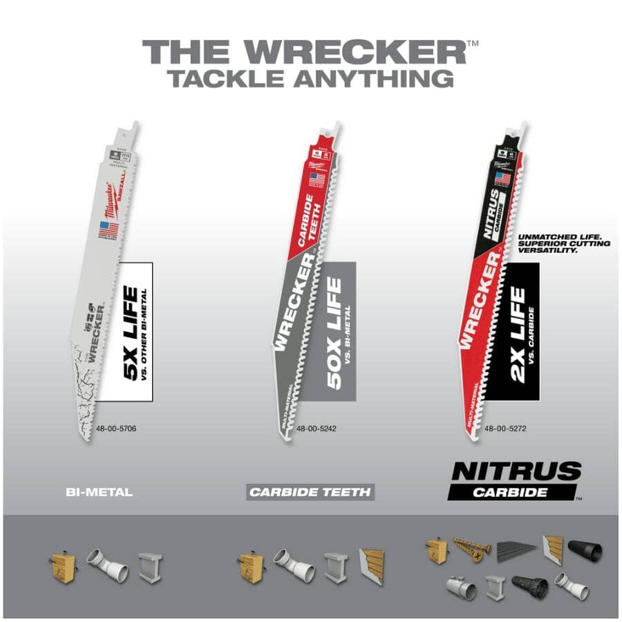 9" 7/11 Tooth Multi-Material Sawzall The Wrecker Reciprocating Saw Blades - 5 Pack