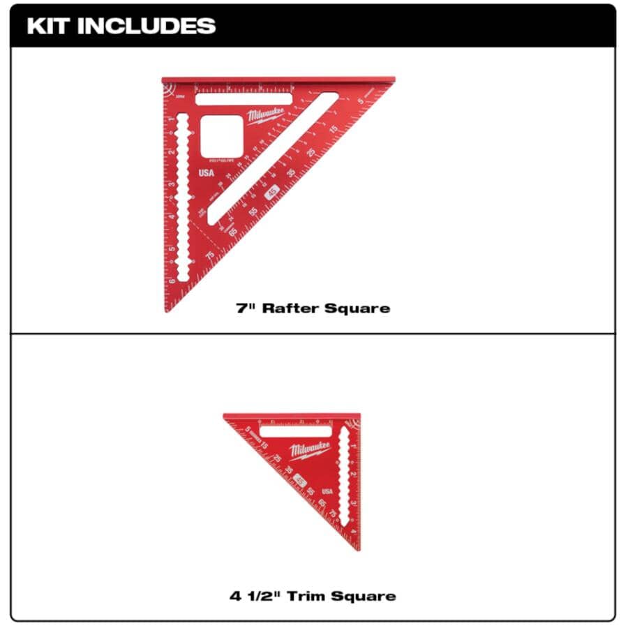 Aluminum Rafter Square Set - 7" Rafter Square & 4-1/2" Trim Square