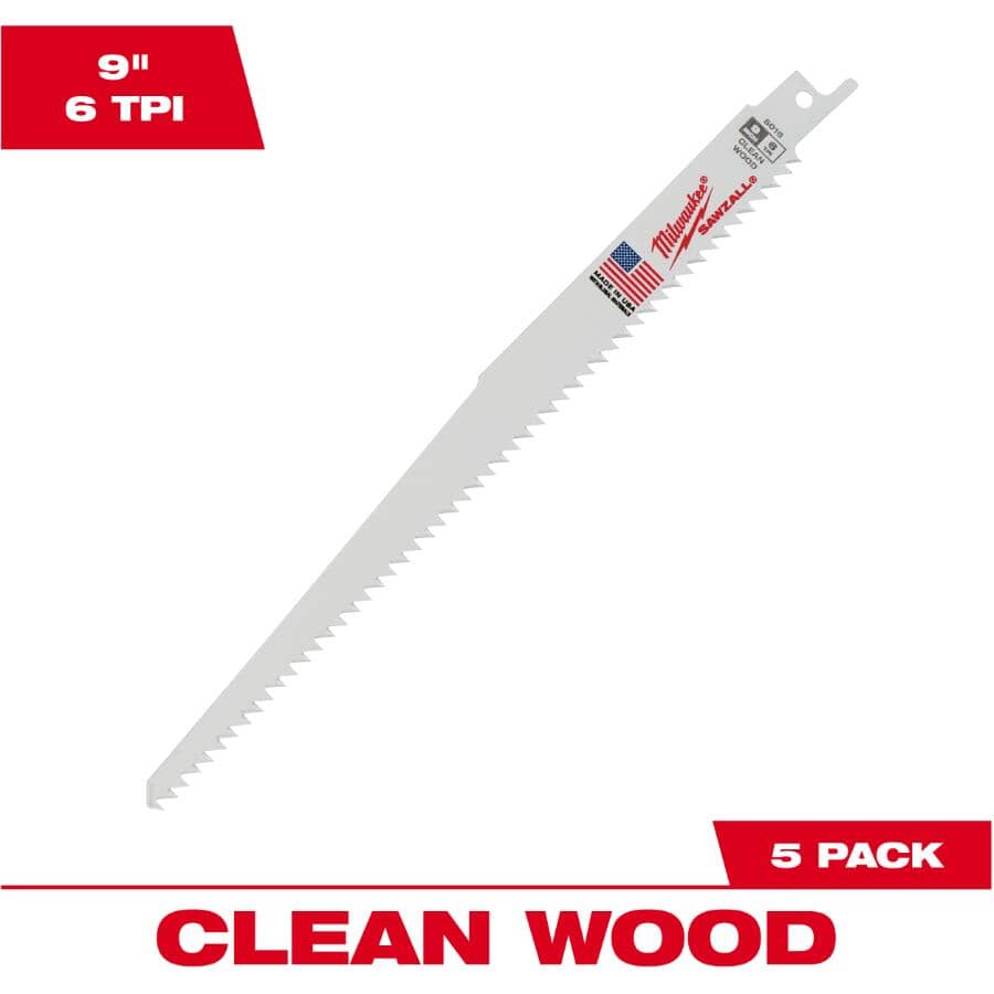 Fleam Ground SAWZALL Reciprocating Blade Set - 5 Piece, 9"