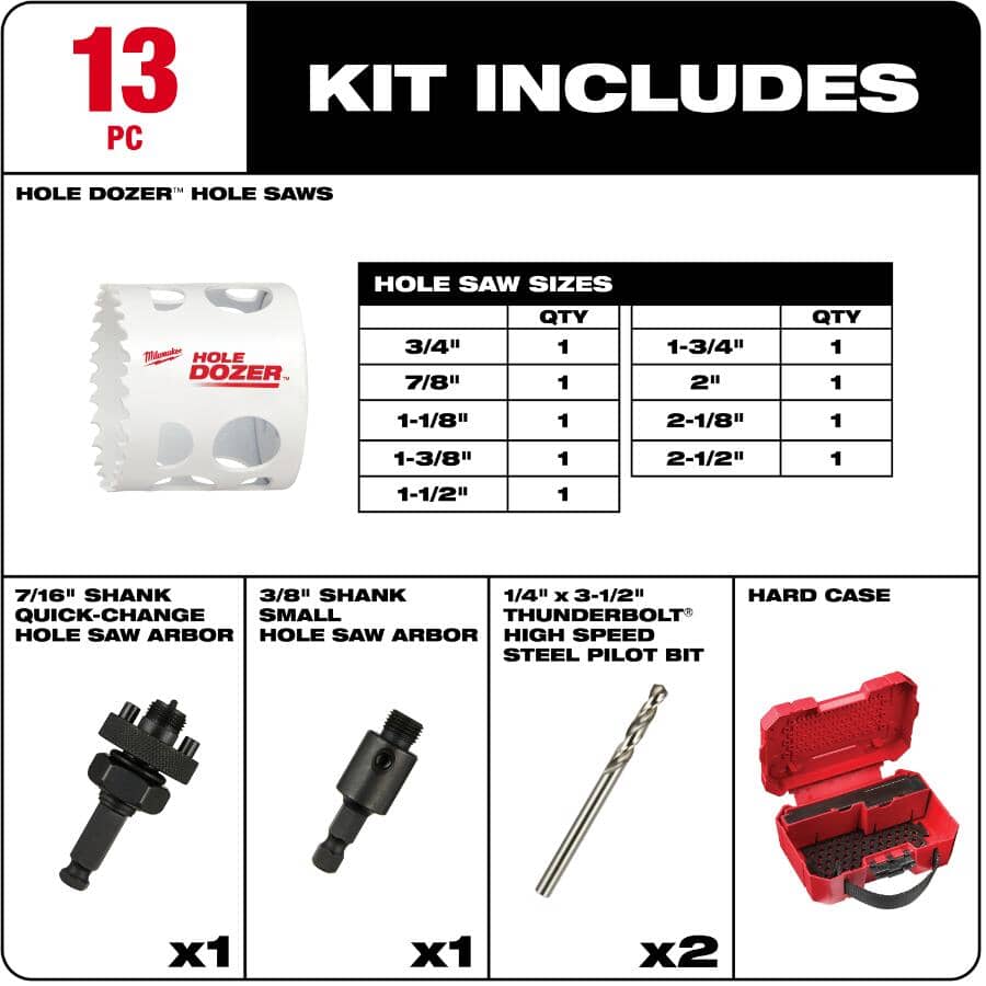 Hole Dozer General Purpose Hole Saw Set - 13 Piece