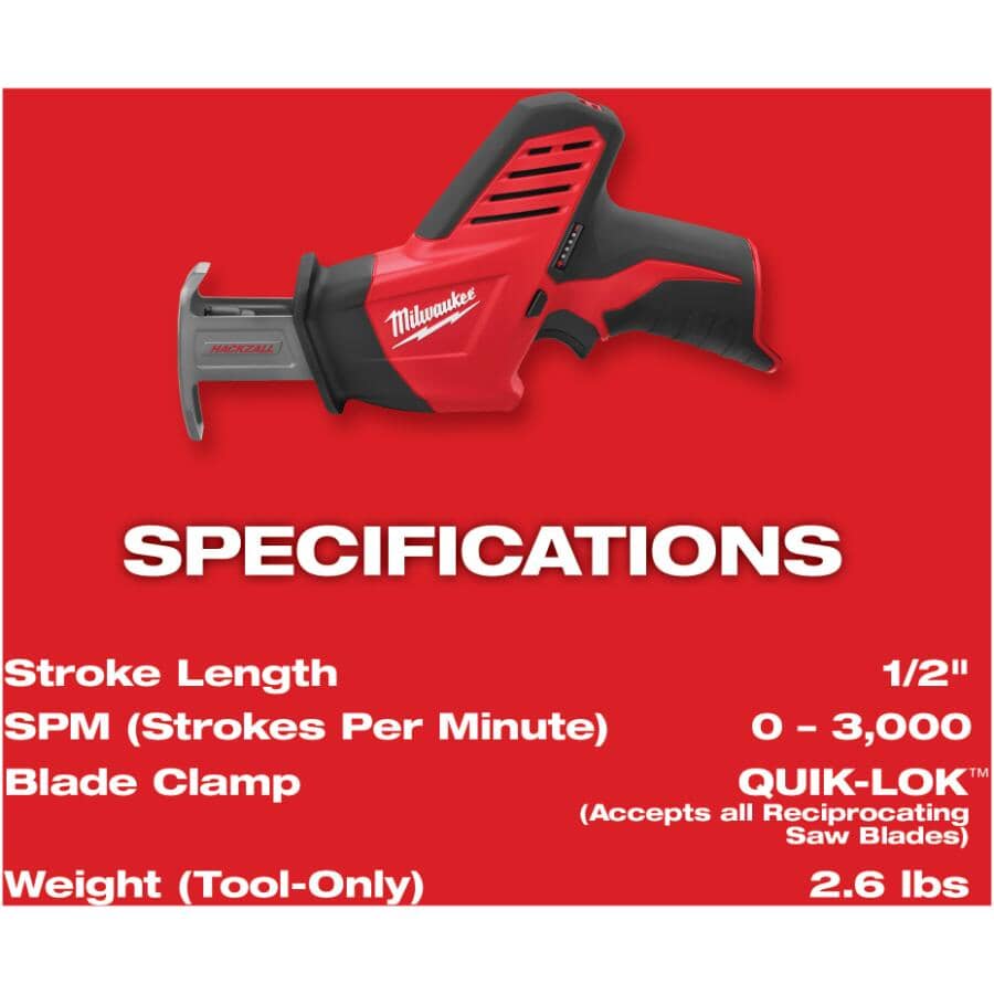 M12 Hackzall 12V Lithium-ion Reciprocating Saw - Tool Only