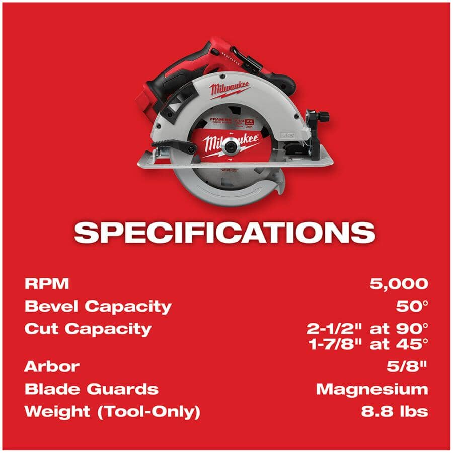 M18 18V 7-1/4" Cordless Circular Saw - Brushless, Tool Only