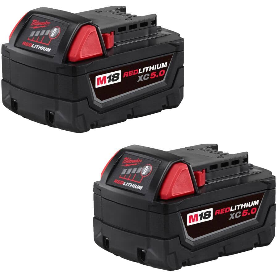 M18 18V Lithium-Ion Extended Capacity 5.0 Ah Redlithium Battery - 2 Pack
