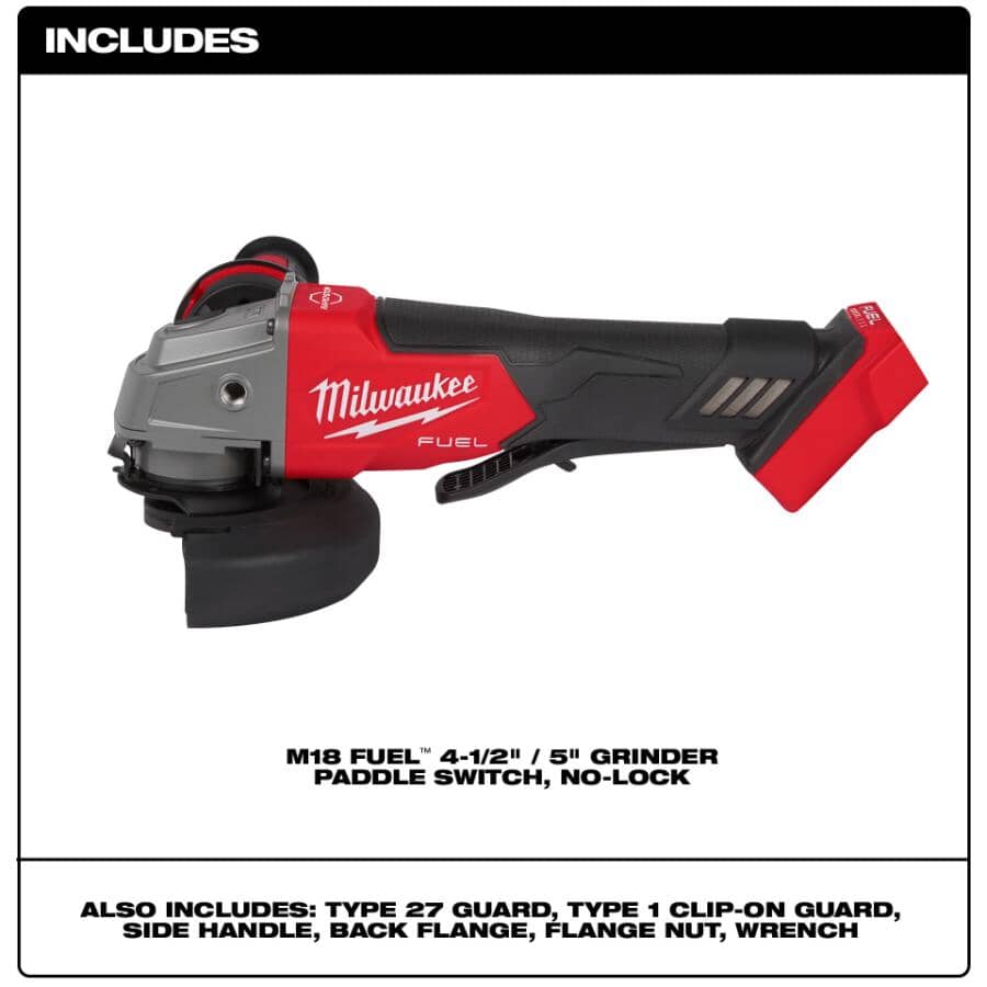 M18 Fuel 18V 4-1/2" - 5" Lithium-ion Cordless Grinder- with Paddle Switch, Tool Only