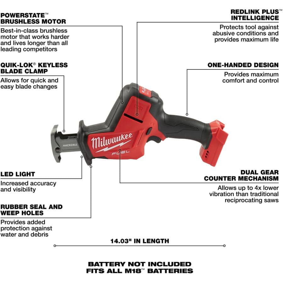 M18 Fuel Hackzall 18V Lithium-ion Cordless Reciprocating Saw - Tool Only
