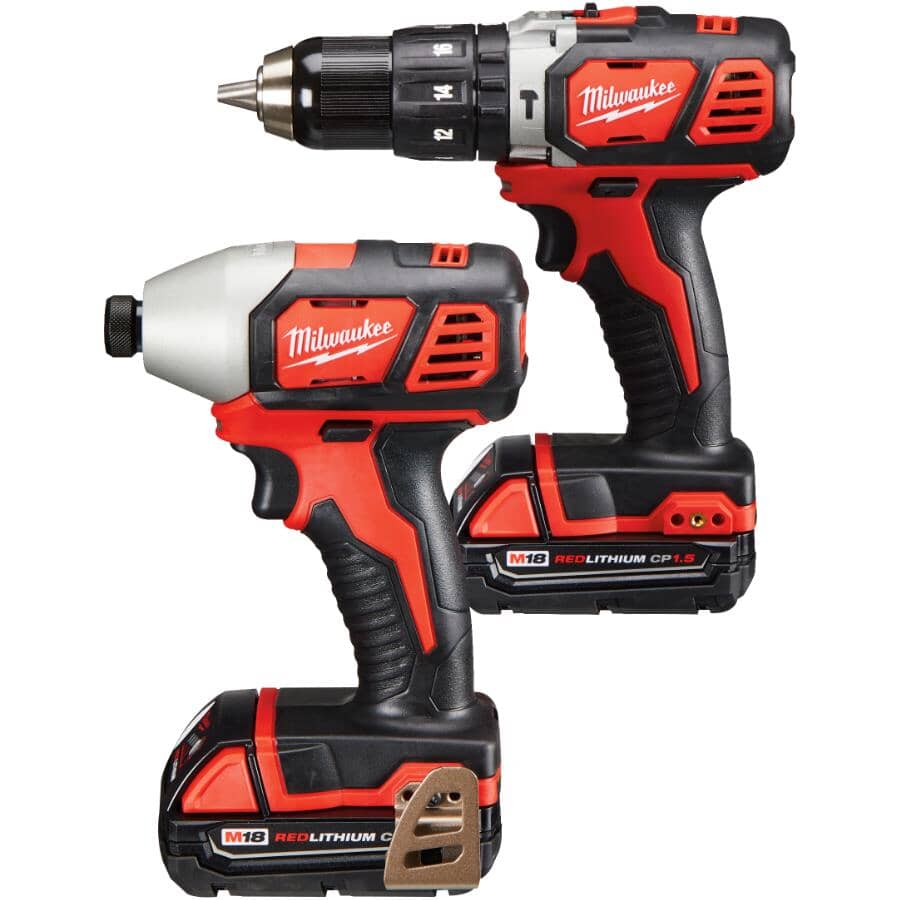 M18 Redlithium 18V Cordless Compact Hammer Drill & Impact Driver Combo Kit - with 2 Batteries, Charger & Tool Bag