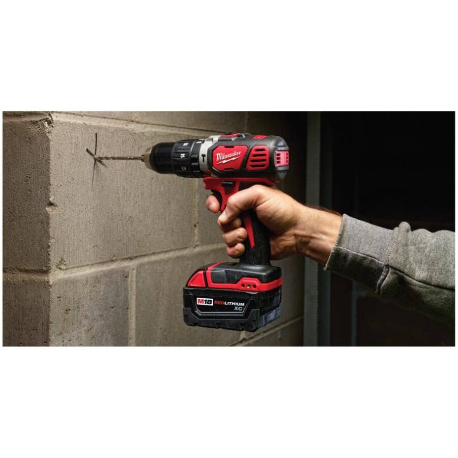 M18 Redlithium Cordless Compact 1/2" Hammer Drill Driver Kit - 18V + 2 Batteries + Charger + Tool Bag