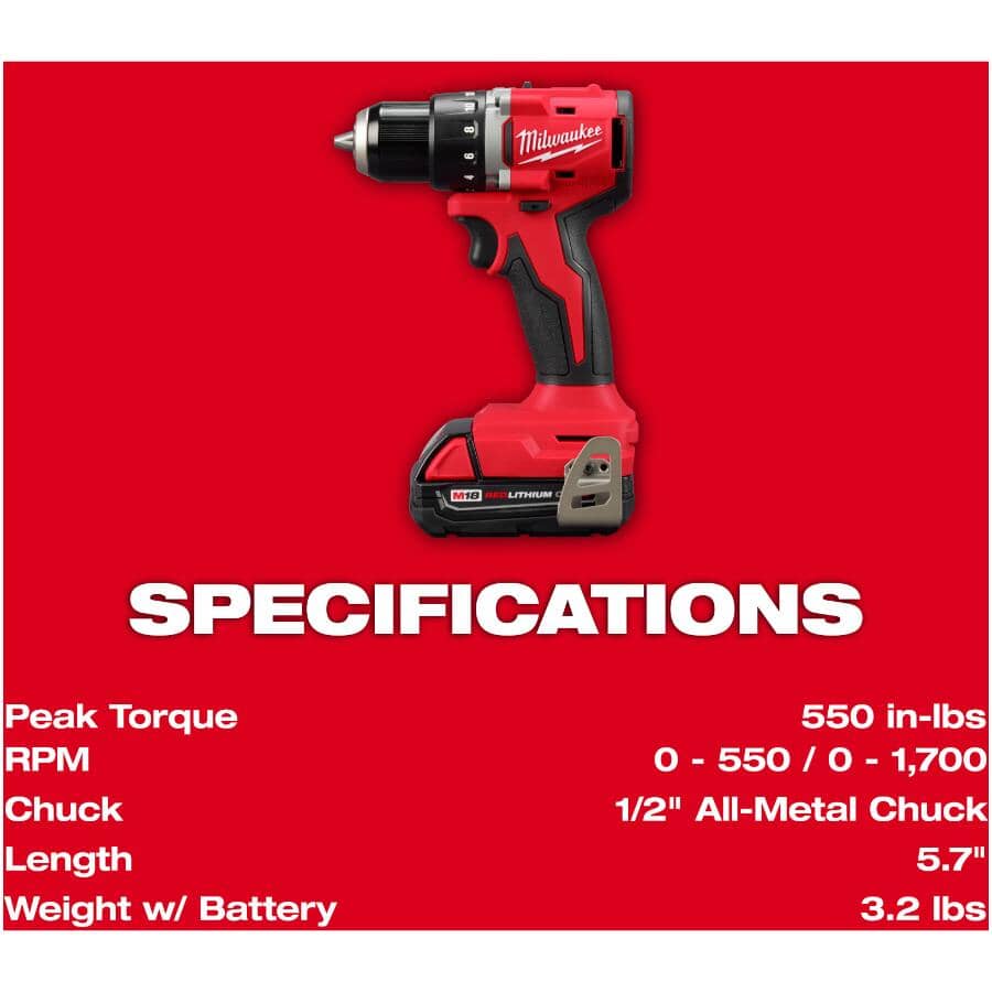 M18 Redlithium Cordless Compact Drill Driver & Impact Driver Combo Kit - 18V + 2 Batteries + Charger + Tool Bag