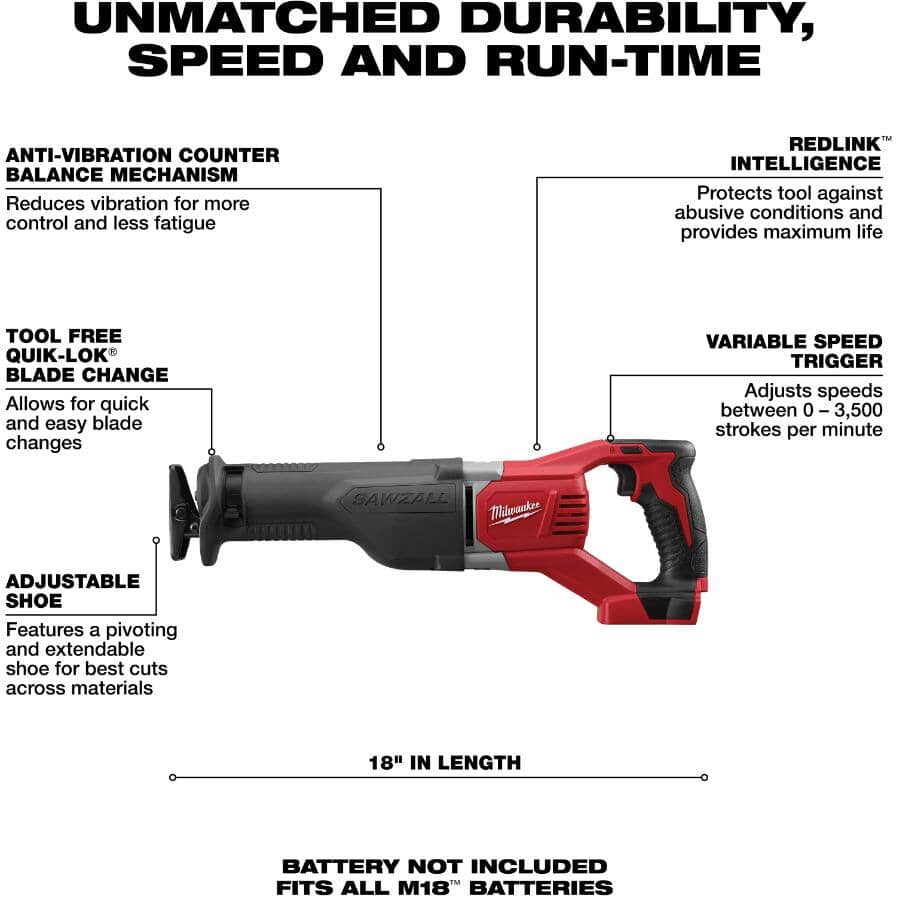 M18 Sawzall 18V Lithium-ion Reciprocating Saw - Tool Only