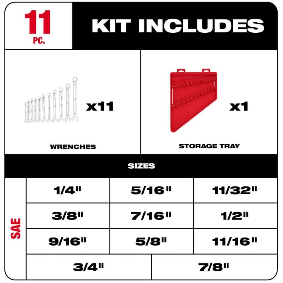 SAE Combination Wrench Set - 11 Piece