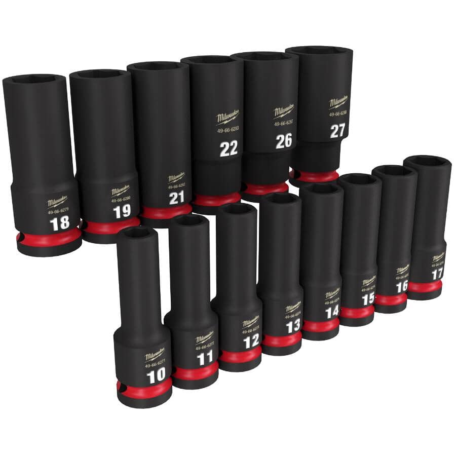 Shockwave Impact Duty 1/2" Drive Metric Deep Socket Set - 14 Piece, with Case