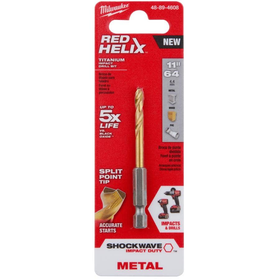 Shockwave Red Helix 11/64" Titanium Drill Bit