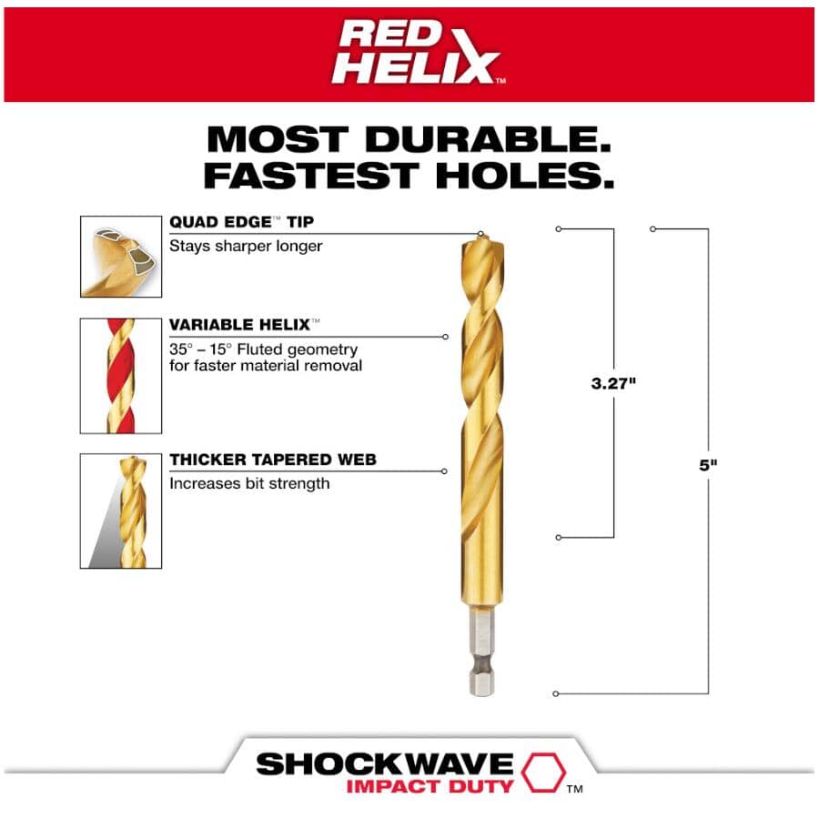 Shockwave Red Helix 15/32" Titanium Drill Bit