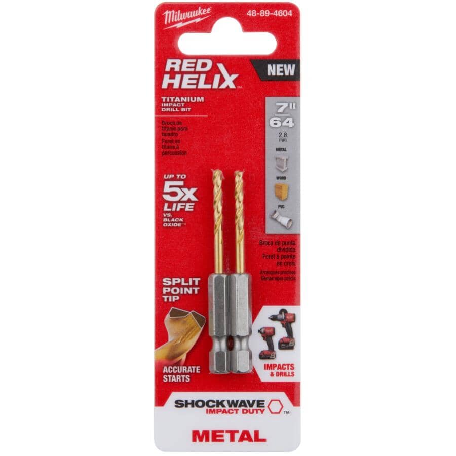 Shockwave Red Helix 7/64" Titanium Drill Bit - 2 Piece
