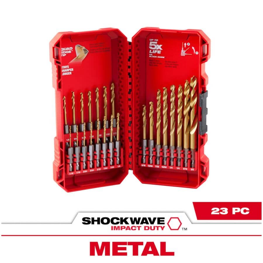 Shockwave Red Helix Titanium Drill Bit Set - 23 Piece