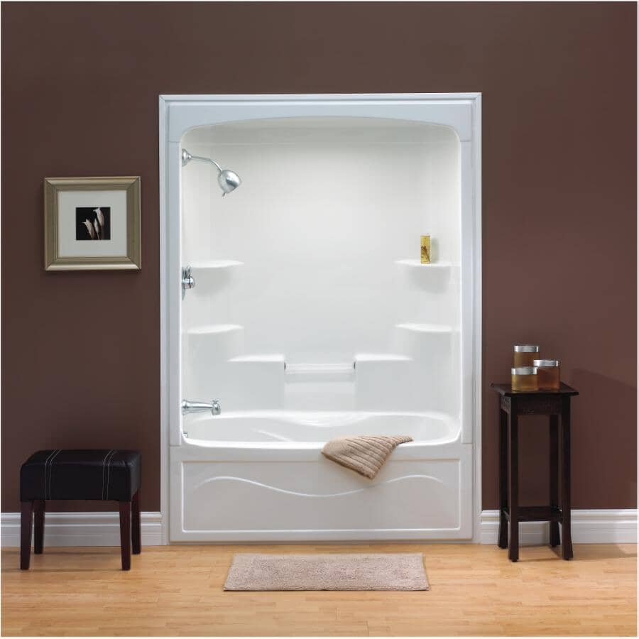 60" x 33.5" Liberty 1 Piece Acrylic Tub Shower - with Left Hand Drain, White
