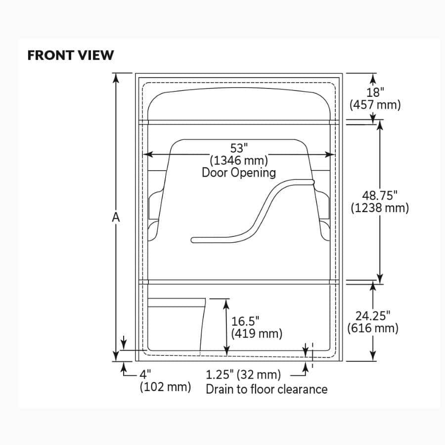 60" x 34.25" Madison 5, 3 Piece Acrylic Shower Cabinet - with Right Hand Drain & Left Seat, White
