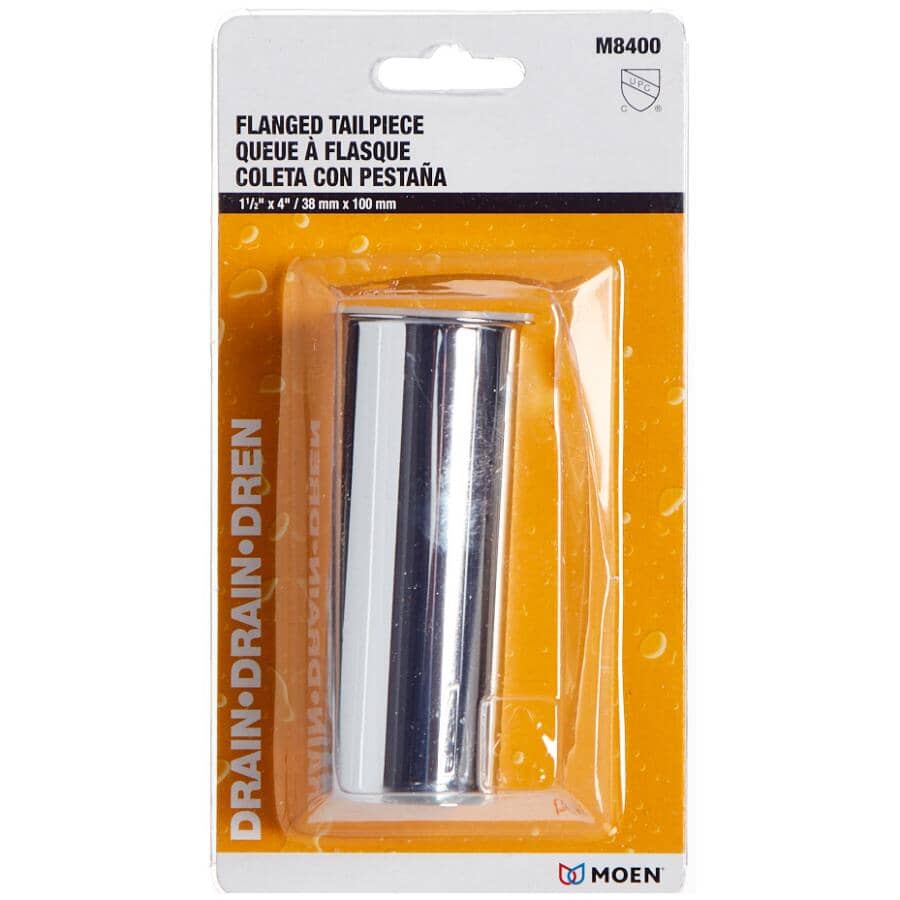 1-1/2" x 4" Chrome Plated Flanged Drain Tailpiece