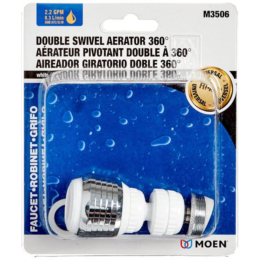 360 Degree Double Swivel Faucet Aerator - White